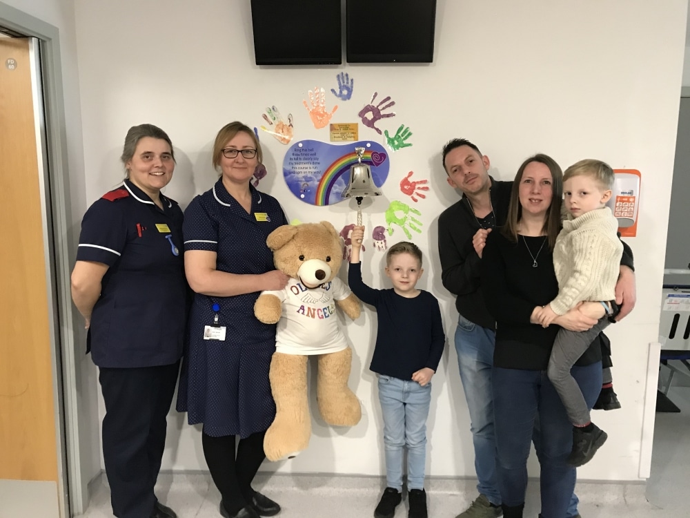 Ollie's family donate bell to celebrate end of treatment